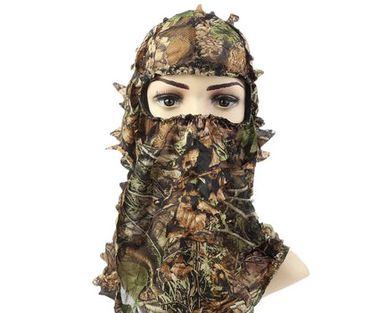 New Ghillie Suit Ghillie Camouflage Leafy Hat 3D Full Face Mask Headwear Turkey Camo Hunter Hunting Accessories