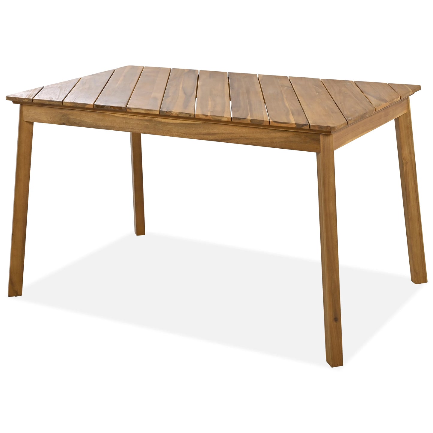 3-Piece Modern Oak Wood Dining Set with 2 Benches Portable Outdoor & Indoor Furniture for 6