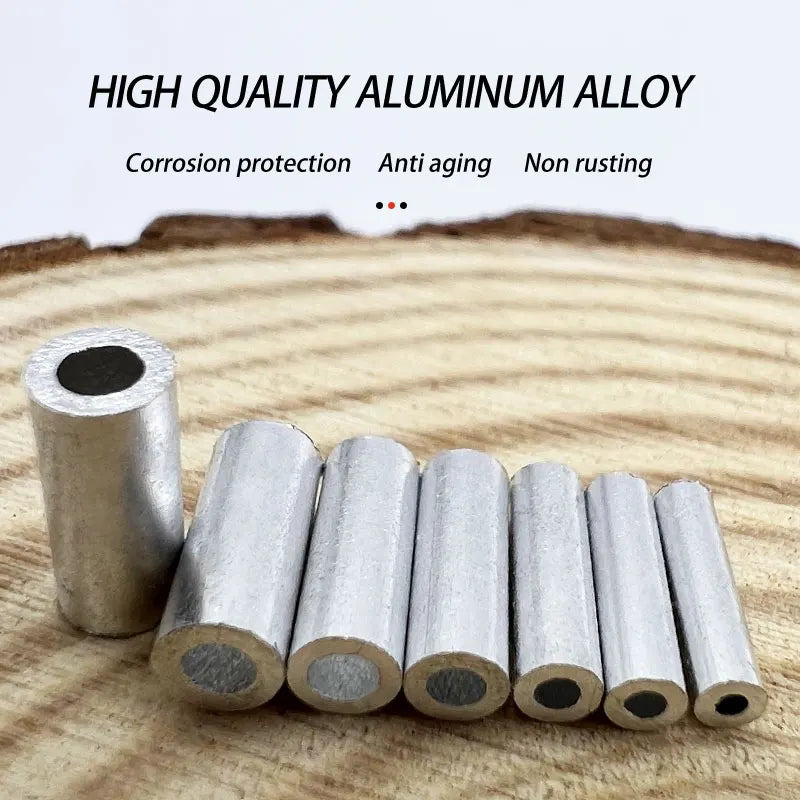 1000pcs Round Wire Rope Sleeve Aluminum Crimping Sleeve Fishing Line Connector Wire Rope Crimping Loop Sleeve