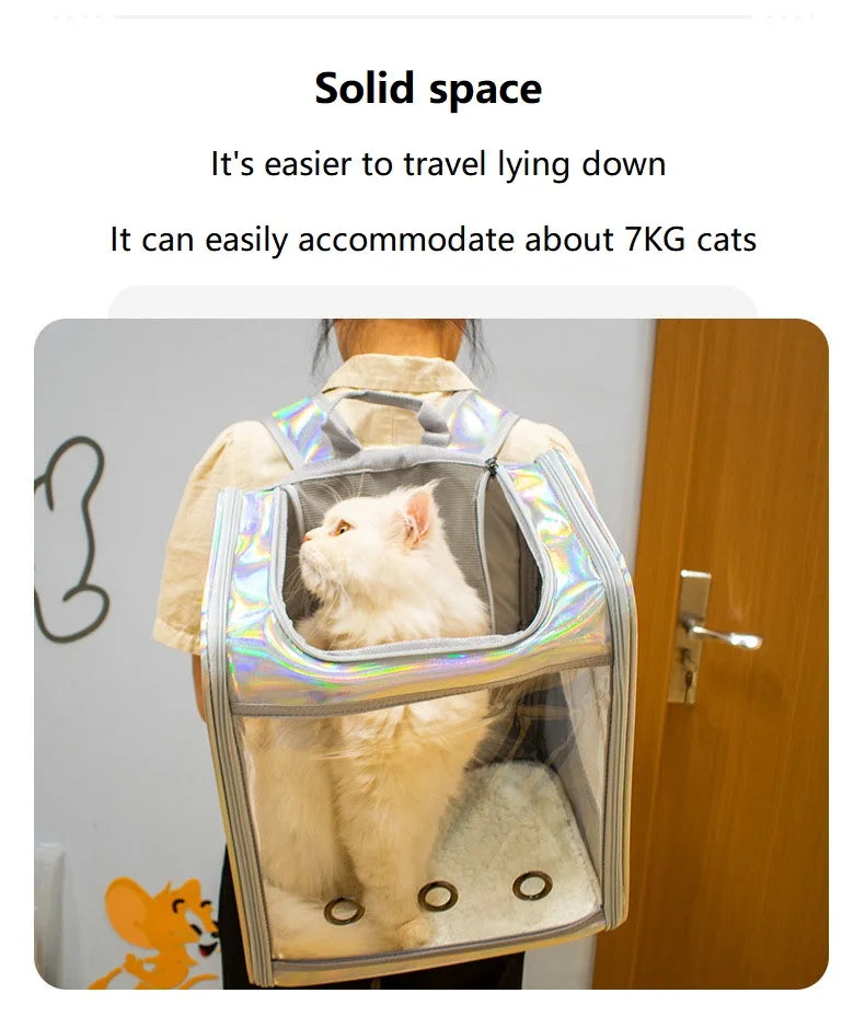 Pet Cat Carrier Backpack Breathable Travel Outdoor Shoulder Bag For Small Dogs Portable Transparent Carrying Pet Supplies Laser