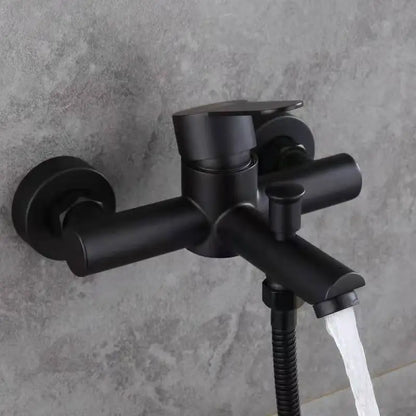 Hotel Contemporary Matte Black Stainless Steel 304 Dual Outlet Water Bathroom Wall Mounted Shower Bathtub Mixer Faucet Tap