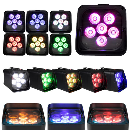 SHEHDS 6x18W RGBWAUV LED Outdoor Uplights Par Stage Light Wireless Remote Control Battery Uplight Powered for House Dj Wedding