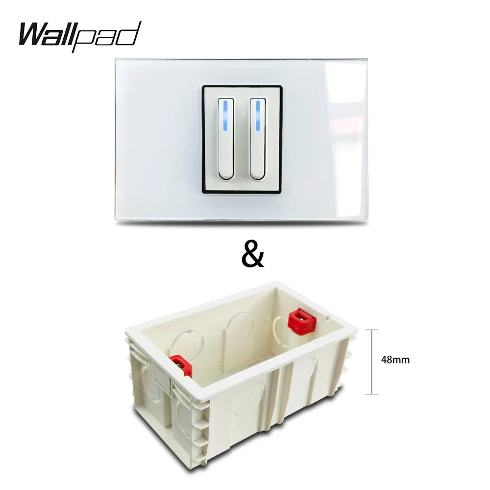 1 2 3 Gang Way Stair Cross Pass White Glass Switch DIY AU US 118*75mm 153*75mm 191*75mm Fan Dimmer Retro Switch with LED Wallpad