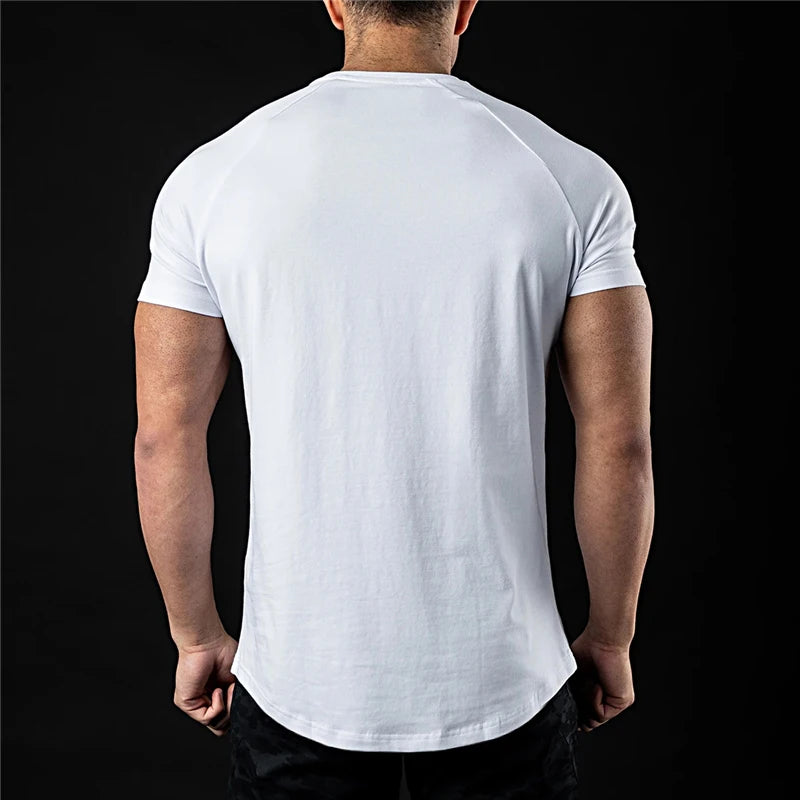 Plain T Shirt Men New Fashion Tee Shirts Summer Cotton Short Sleeve Tshirt Fitness Mens Gym Clothing Casual Sports T Shirts