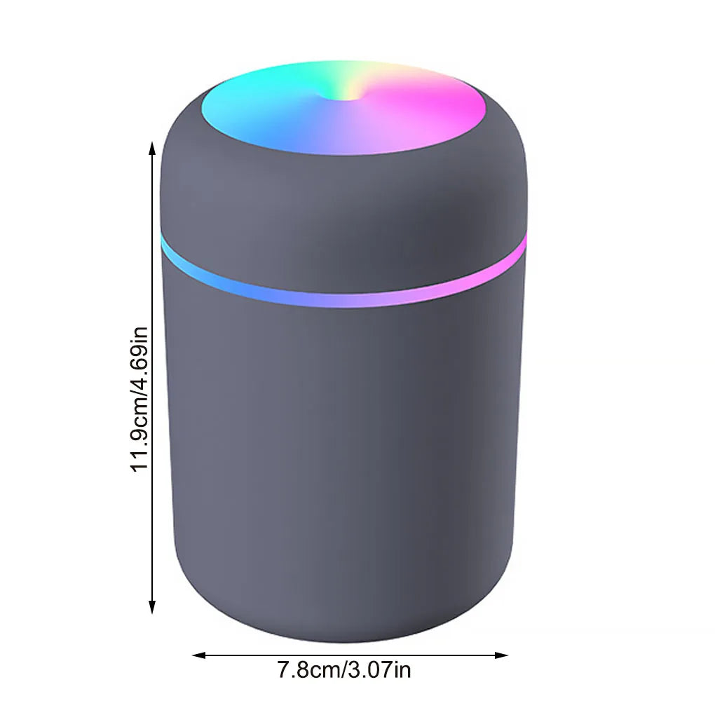 Multi-Function Car-Mounted Ultrasonic Humidifier with RGB Ambient Lighting and 300ml Aromatherapy Diffuser for Compact Spaces