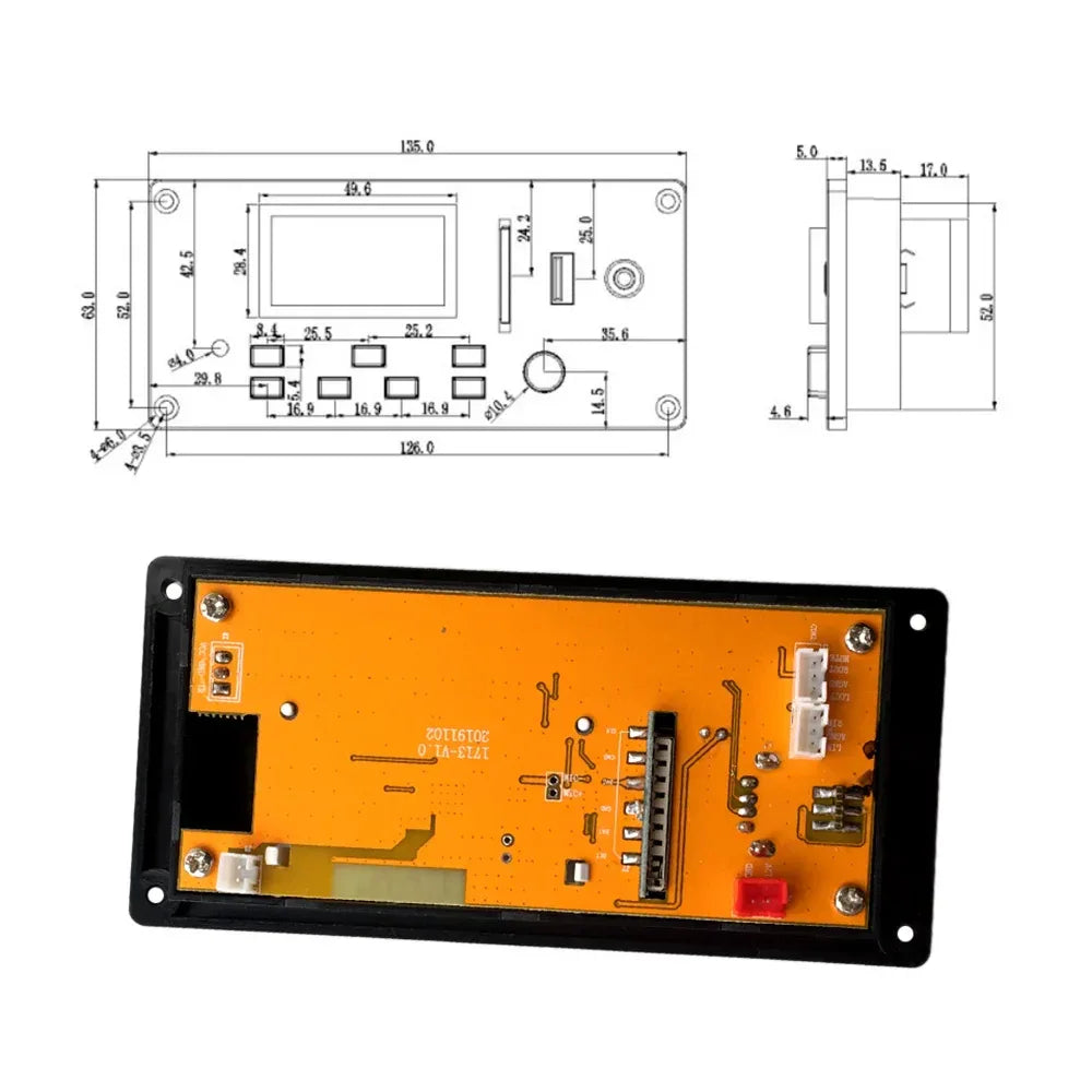 Bluetooth 12V LCD MP3 Decoder Board WAV WMA Decoding MP3 Rec Player Audio Module Support FM Radio AUX USB With Lyrics Display