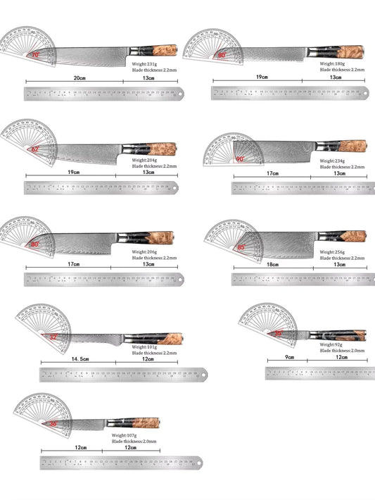 XITUO 1-9 Pieces Damascus Steel Kitchen Knives Set Sharp Chef Knife Black Resin Handle Kitchen Utility Cutting Tools