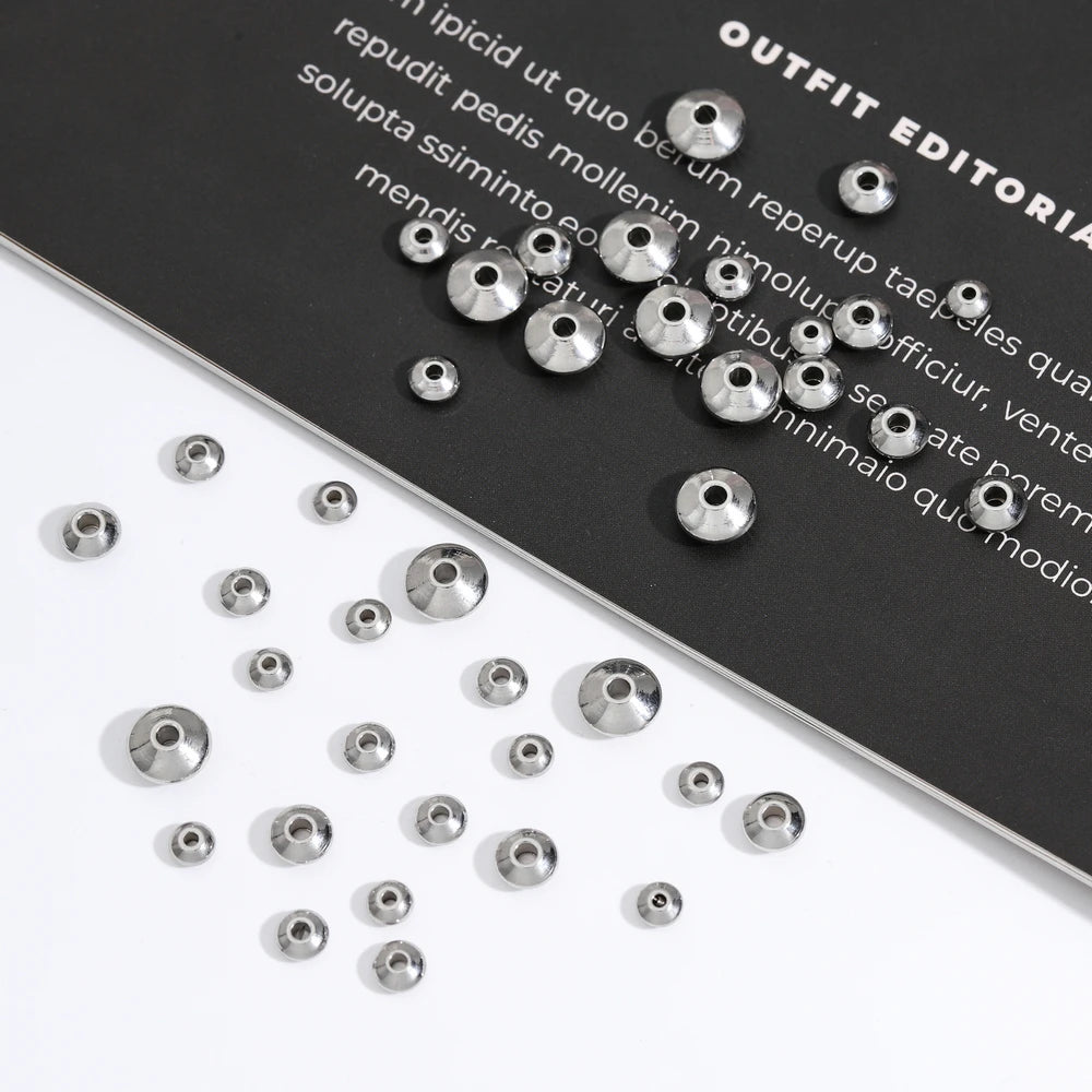 100pcs/bag Stainless Steel Flat Round Beads Spacer Beads FindingsTube Spacers for DIY Bracelet Jewelry Making