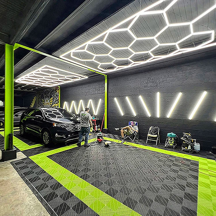Waterproof 6500K Hexagonal LED Light Ceiling Car Detailing Aluminum Housing Car Showroom Garage Honeycomb Wall Light
