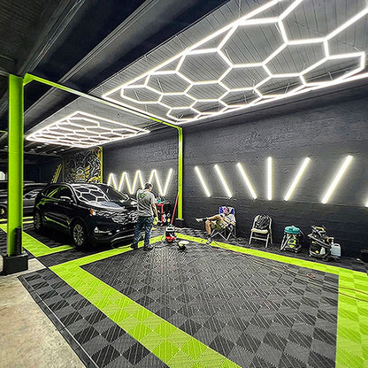 Waterproof 6500K Hexagonal LED Light Ceiling Car Detailing Aluminum Housing Car Showroom Garage Honeycomb Wall Light