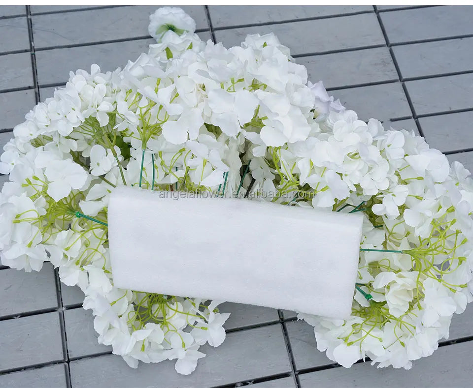 S-A8147 White Rose Hydrangea Floral Arrangement Sofa Table Runner Floor Flower