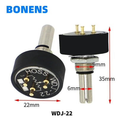 Conductive 1K 10K 100K IP25  waterproof potentiometer WDJ22 360 degree endless precision rotary potentiometer