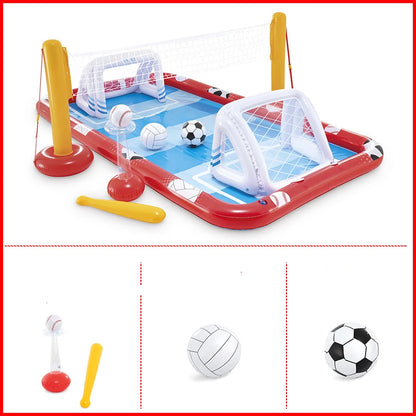 Popular PVC Inflatable Outdoor Playground with Soccer Base Ball Volleyball Floating Pool Bar for Children Bulk Swimming Pool