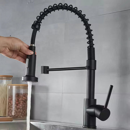 Modern Stainless Steel Single-Handle Kitchen Faucet Deck Mounted with Side Spray for Hotel Use