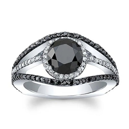 F328 Vintage Moissanite Ring Oval Cut White Gold Pave Setting Engagement Band for Women