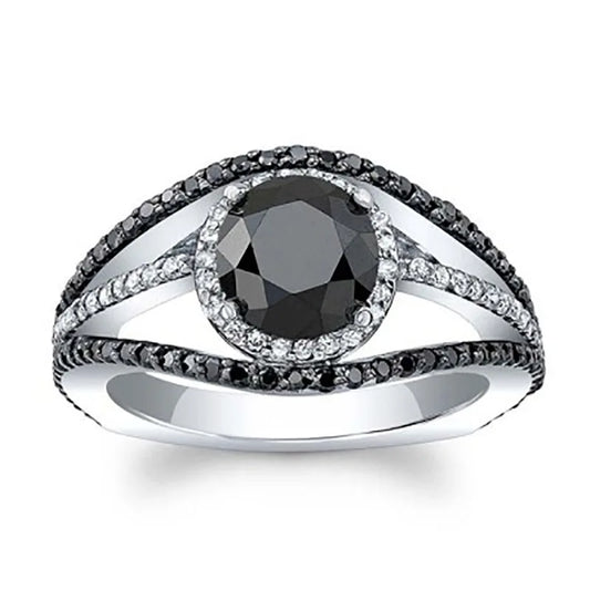F328 Vintage Moissanite Ring Oval Cut White Gold Pave Setting Engagement Band for Women