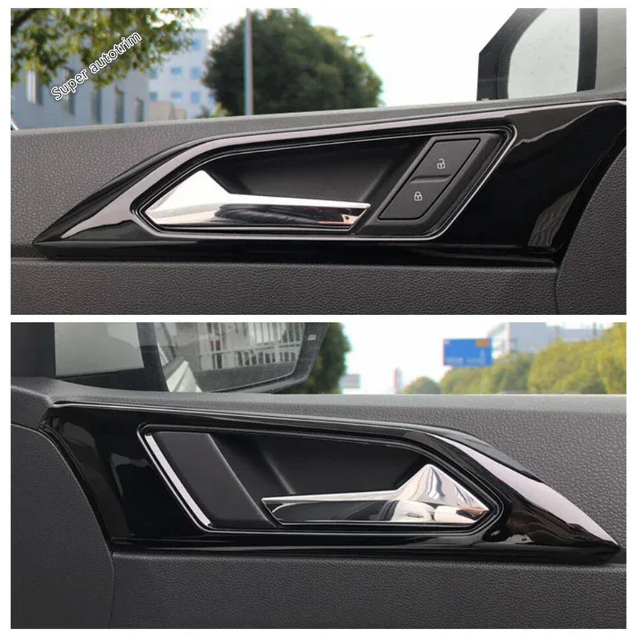 Center Control Gear Shift Panel Inner Door Armrest Handle Cover Trim Black Fit For VW Volkswagen Polo 2019 - 2023 Accessories