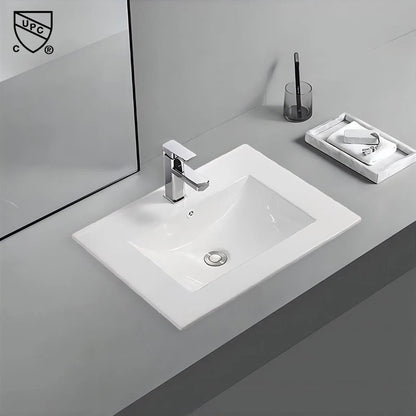 610mm Modern Integrated Thin Edge Wash Basin White Ceramic Rectangular Cabinet Vanity Hotel Bathroom Sink
