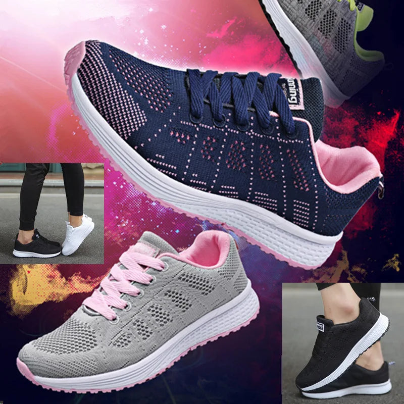 2026 NEW KJ 2024 Fashion Breathable Mesh Walking Vulcanized Shoes Women's White Sports Shoes Women's Tennis Women's Fitness