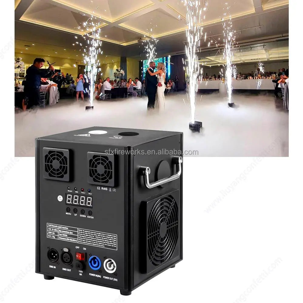 600W Wireless Remote Controlled DMX512 Cold Spark Effect Machine Electronic Dry Ice Fireworks Sparkler for Weddings and Events