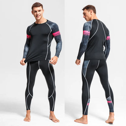 Men's Thermal Underwear Set MMA Tactics Leggings Solid Color Costume Compress Fitness Long Johns Men Winter Brands  Men