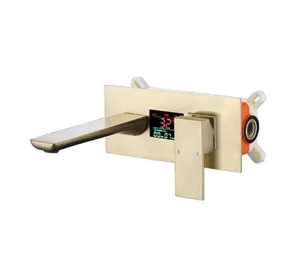 Brass Single Hole Modern Bathroom Faucet with Ceramic Valve Core Wall-Mounted Lavatory Basin Sink Mixing Faucet