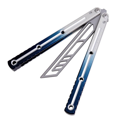 TGZUO Utility Aluminum Beginner Trainer Outdoor Portable EDC Balisong Knife Safety Blade Folding Knife