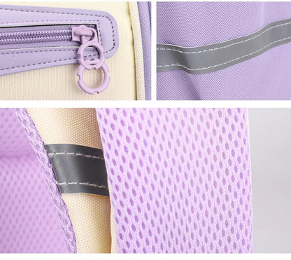 Ultra-Light Female Student Backpack Waterproof Fashion 1-4-6 Grade Contrast Color Ridge Protection Burden Reduction for Primary