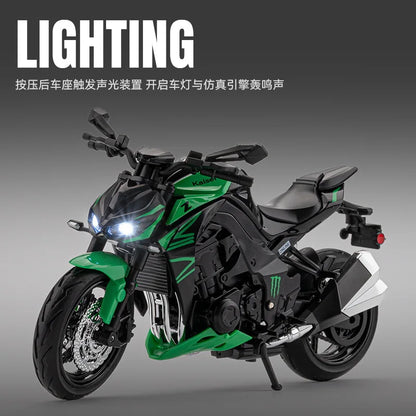 New Hit 1:12 Scale Z1000 Diecast Car Model with Sound Light Effects Collectible Decor Toy Gift for Boys