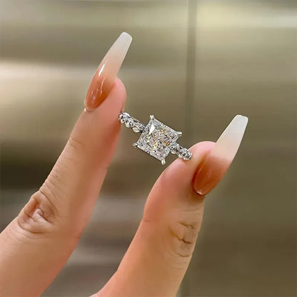 Q536 Princess Cut Diamond Ring Natural Diamond Engagement Ring Classic Women's Jewelry
