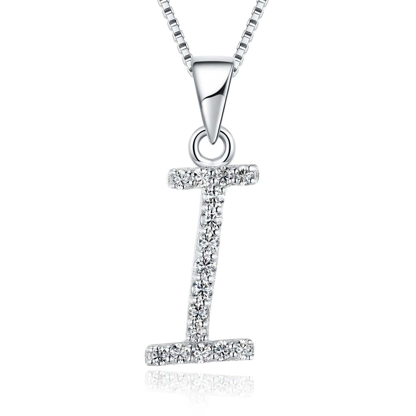 925 Sterling Silver Rhodium High Quality Plated 'Letter' Pendant Trendy Moissanite Necklace with Link Chain Tariff-Free Product