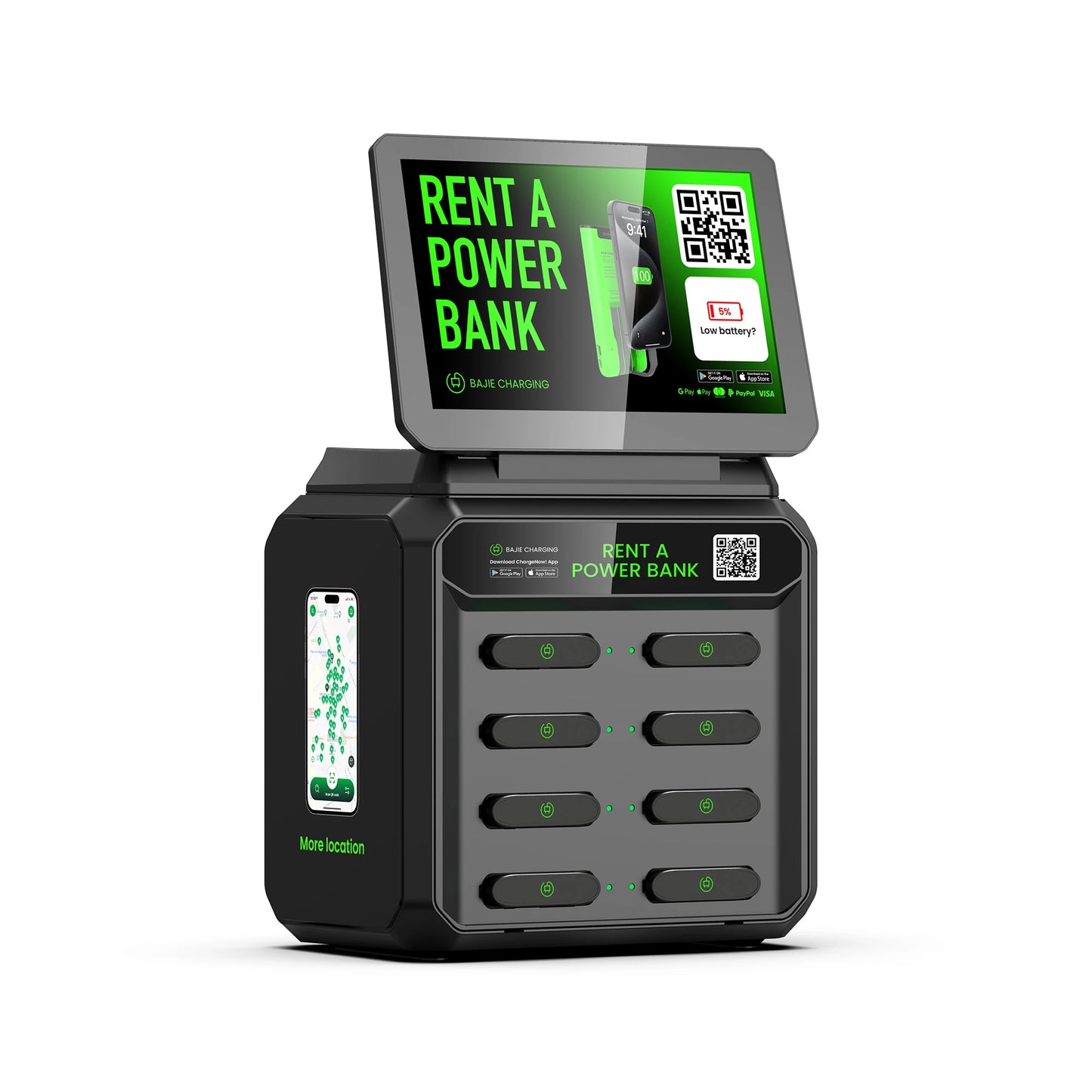 Power Bank 6000Mah Power Charger With 8 Slots and Phone Charging Station Overcurrent Protection 60W Solar Powered Kiosk Rental