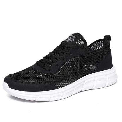 Large Size Men's Fashion Sports Shoes Breathable Mesh Cloth Upper with Soft Running MD Sole Lace-Up for Spring Summer Walking