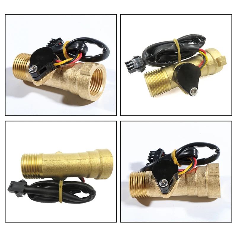 DN15 Male/Female Thread Brass Water Flow Sensor NPN 1/2\" Water Heater Flowmeter with Solenoid Power DC3.5~24V OEM Customizable