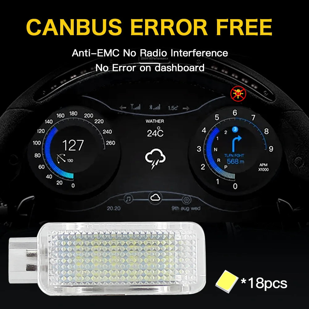 2x LED Footwell Under Courtesy Light Luggage Trunk Glove Box Lamps For Audi A3 S3 A4 S4 RS4 A6 S6 RS6 A5 A2 A1 A8 S8 Q5 Q7 TT R8