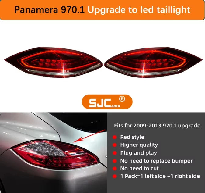 SJC Upgrade LED Taillight for Porsche Panamera  2009-2013 970.1 Tail Lights Upgrade to 2016 Style Led Tail Lamp for 970 Car