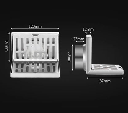 Hongdec HD42805 304 Stainless Steel Modern Square Hotel Bathroom Floor Drain Right Angle Design Electroplated 3-Year Warranty