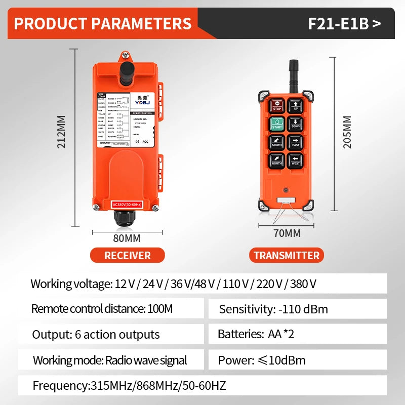 Radio Remote Control F21-E1B Overhead Crane Balance Car Wireless Remote Control of Truck Crane Remote Control Tail Lift