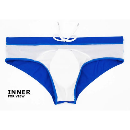 Drawstring Non-slip Solid Color Low-rise Removable Padded Casual Men's Briefs Swim Shorts Underwear