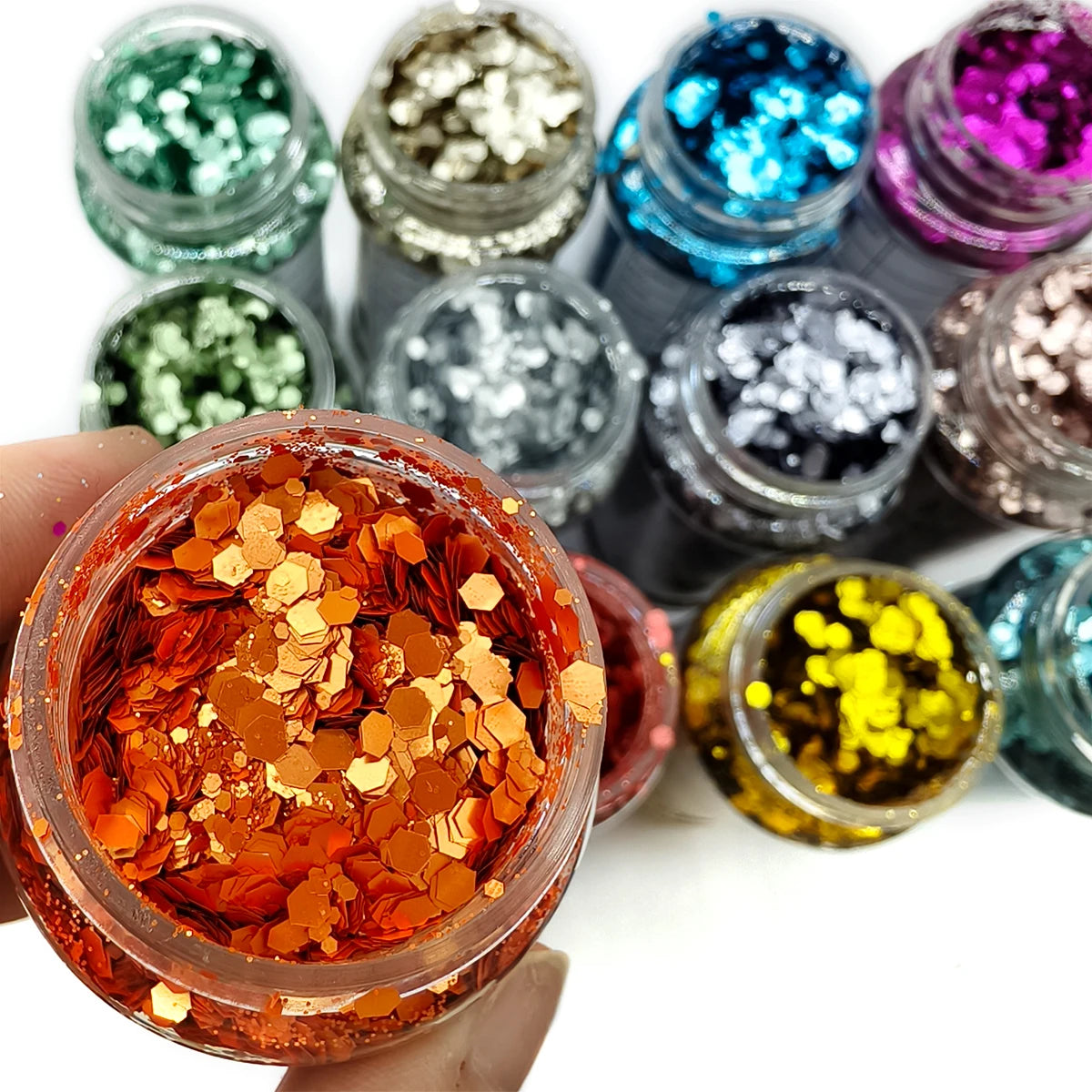 US Warehouses Factory Wholesale Metallic Matte Glitter Powder Hexagon Bulk Holographic Glitter Mixed Chunky Glitter for Crafts