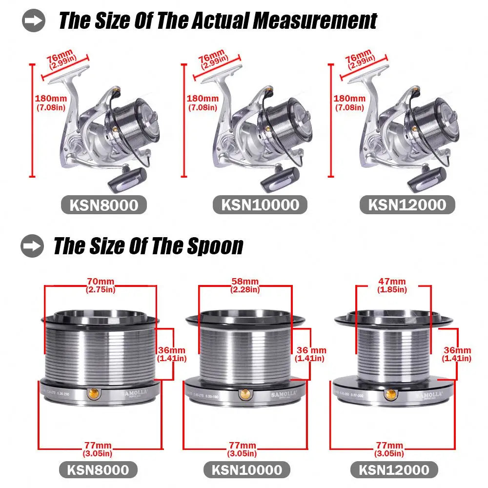 Size 8000-12000 Distant Fishing Wheel Sea Surf Spinning Reels Drag 25kg 12+1BB Saltwater Boat Surf Fishing Reels