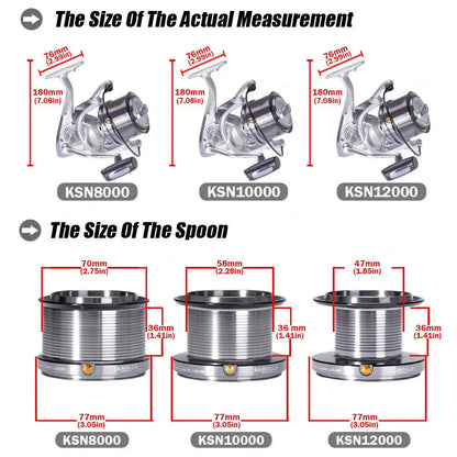 Size 8000-12000 Distant Fishing Wheel Sea Surf Spinning Reels Drag 25kg 12+1BB Saltwater Boat Surf Fishing Reels