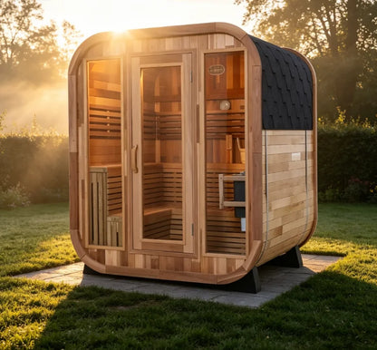 Premium Outdoor Canadian Red Cedar Sauna with Electric Heater and Tempered Glass Door for Backyard