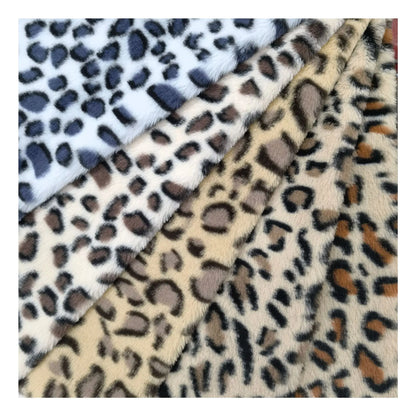 Custom Leopard Print Plush Knitted 100% Polyester Heavyweight Wind Proof Faux Fur Fabric High Quality Sewing Garment Girls Bag