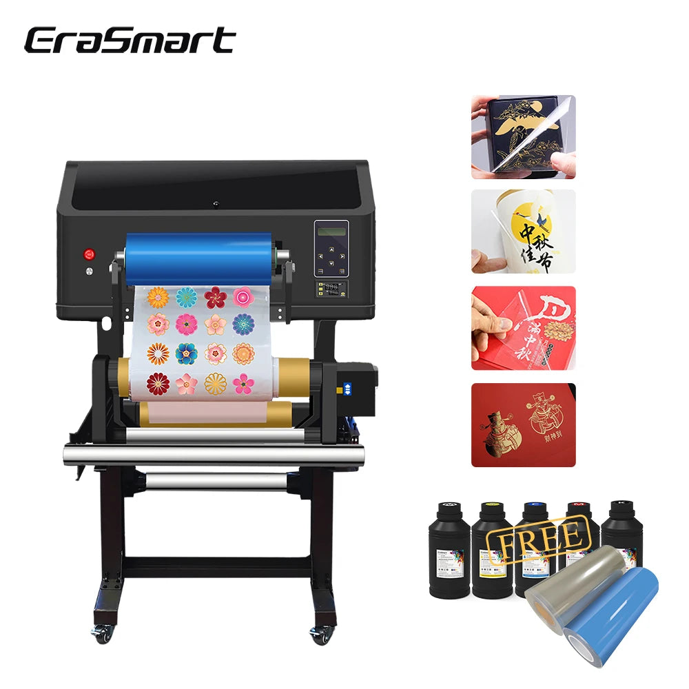 Erasmart Automatic UV Inkjet Stampante UV DTF A3 Roll UVDTF Printing Machine Dual XP600 Heads Sticker UV Printer Laminator