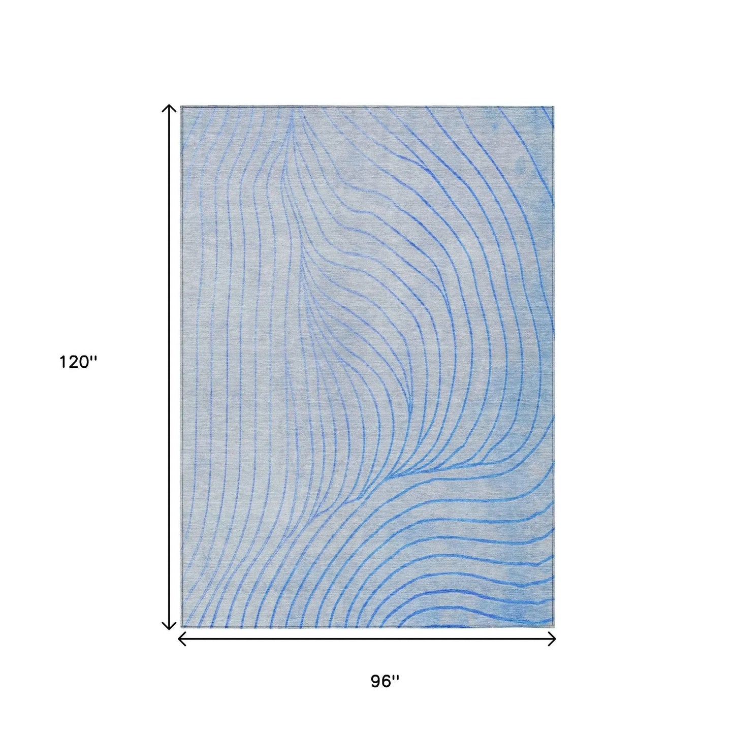 HMS 8' X 10' Abstract Indoor Outdoor Area Rug Blue and Silver Washable Carpet