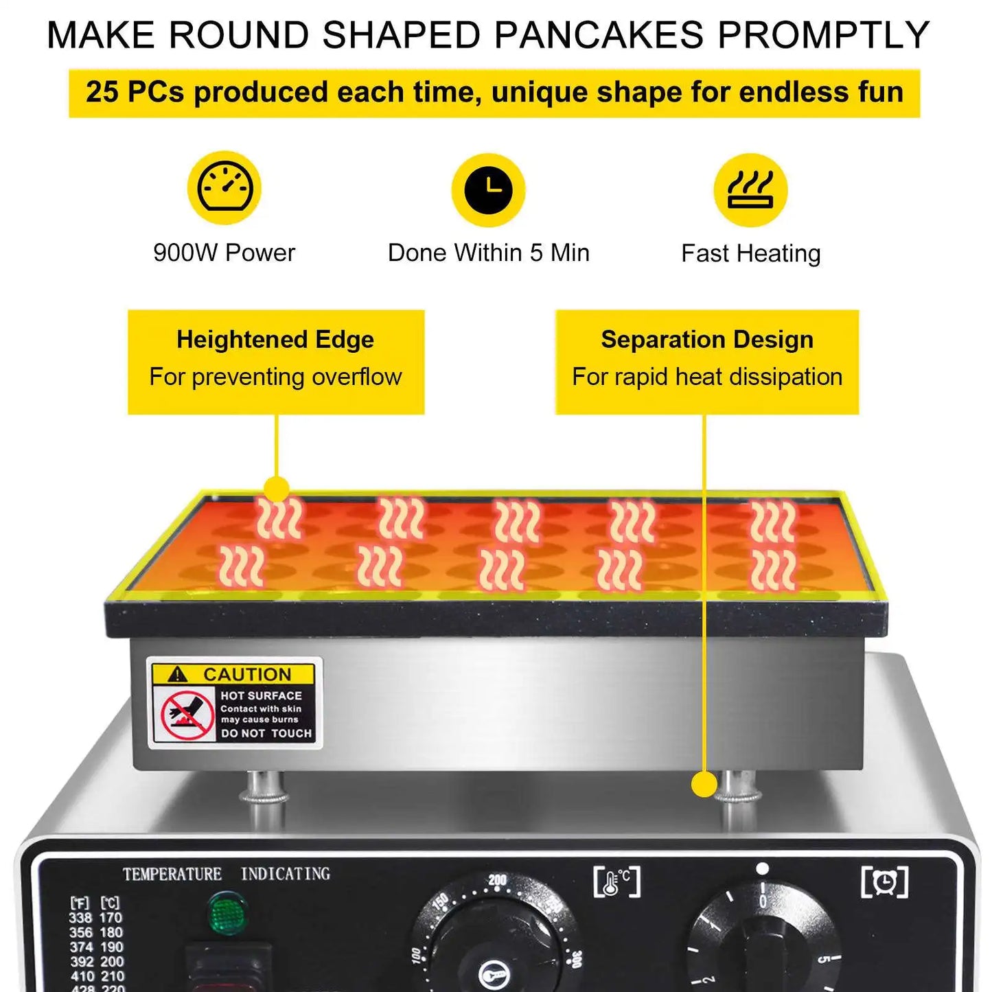 Electric Dutch Mini Pancakes Machine 50 Pancake Maker Generic Stainless Steel Nonstick Mini Pancakes Machine