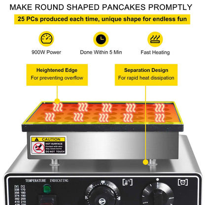 Electric Dutch Mini Pancakes Machine 50 Pancake Maker Generic Stainless Steel Nonstick Mini Pancakes Machine