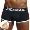 Hip Lift Butt Enhancement Low-Rise Knitted Boxer Briefs Soft Breathable Cotton Daily Casual Removable Front Padding Men's Waist