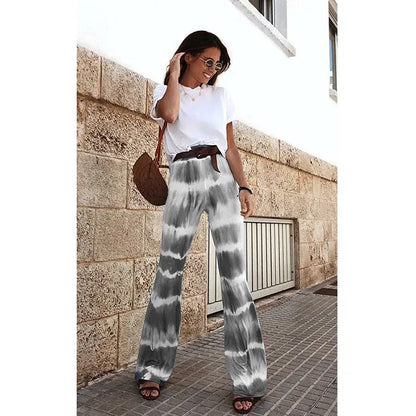 2023 Brown Leopard Y2K Joggers Women High Waist Flare Pants Double Layer Mesh Girl Aesthetic Tie Dye Trousers Female Sweatpants